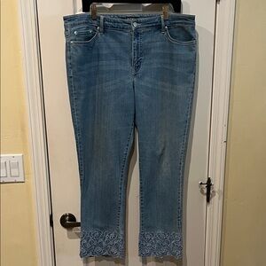 Ralph Lauren Light Blue Cropped Jeans with Decorative Hem